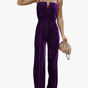 Purple velvet jumpsuit